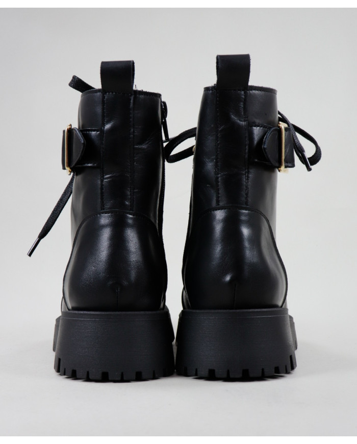 Women's Black Military Boots in Skin