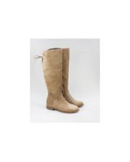 Botas Taupe de Cano Alto Ginova com Cordões Ajustáveis