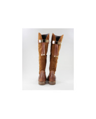 Botas Camel de Cano Alto Ginova com Aplique Metálico