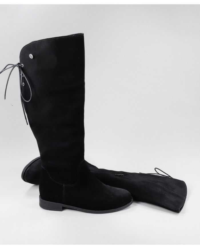 High Ginova Black Cano Boots with Adjustable Cords
