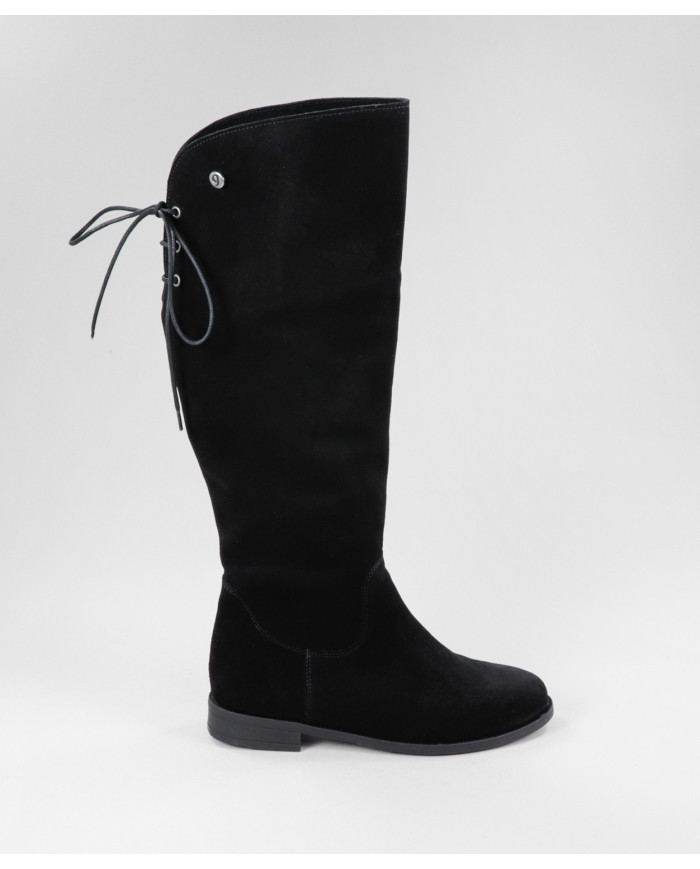 High Ginova Black Cano Boots with Adjustable Cords