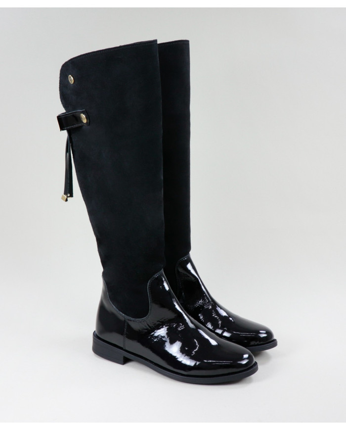 Black Cano Alto Ginova Boots with Metal Applying