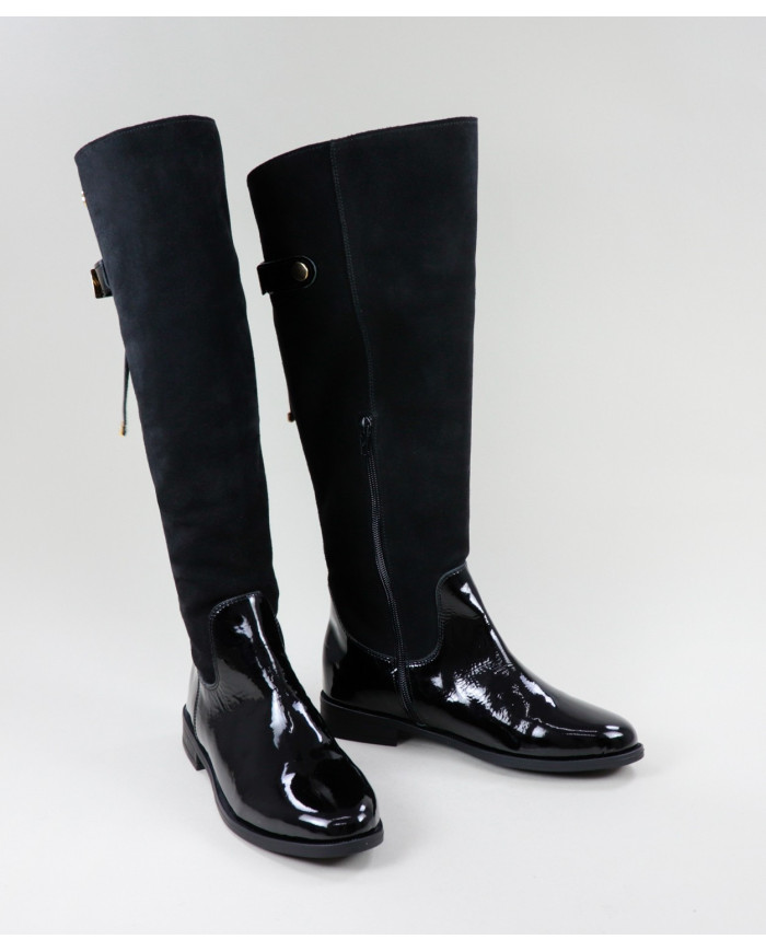 Black Cano Alto Ginova Boots with Metal Applying
