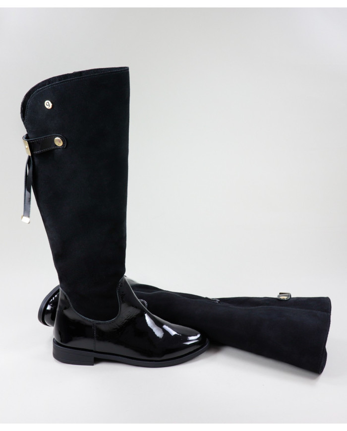Black Cano Alto Ginova Boots with Metal Applying