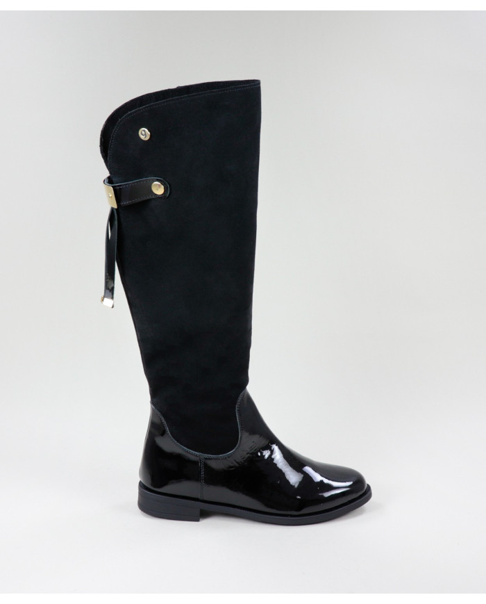 Black Cano Alto Ginova Boots with Metal Applying