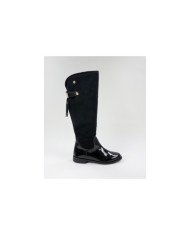 Black Cano Alto Ginova Boots with Metal Applying