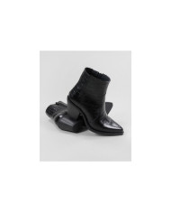 Black Boots Texanas of Middle Heel Ginova