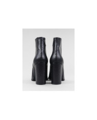 Botas Pretas de Salto Alto Ginova com Pele Gravada