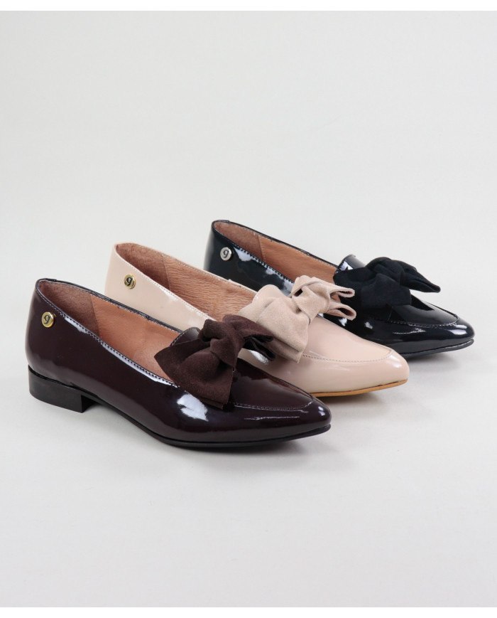 Sapatos Rasos Ginova Envernizados com Laço