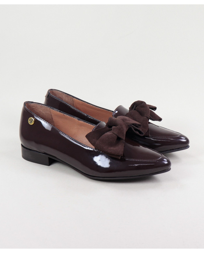 Rasos Ginova Brown Shoes Envernized with Laço