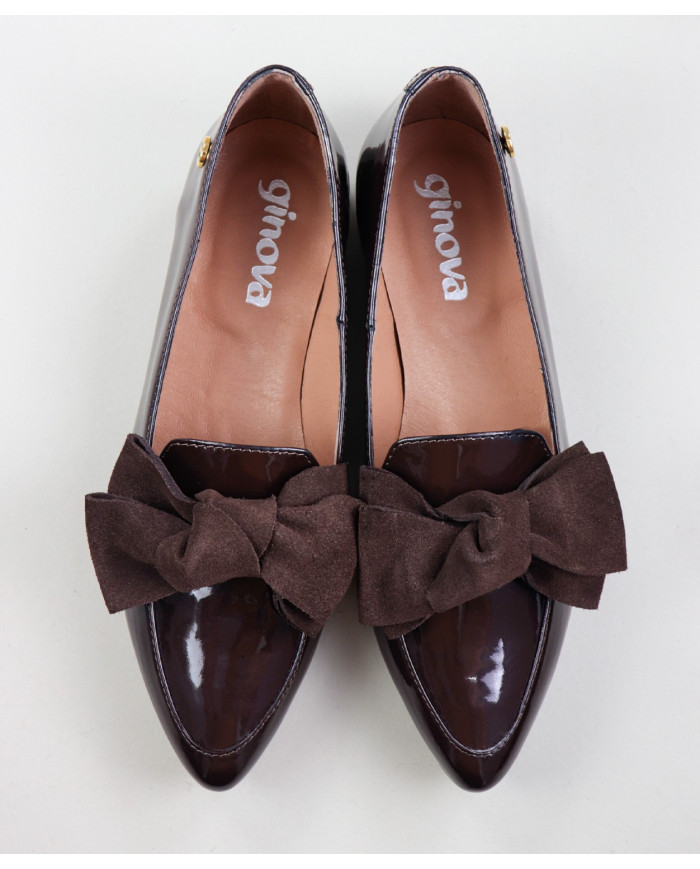 Zapatos Rasos Ginova Envernizados con Laço