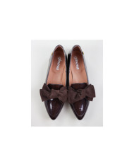 Rasos Ginova Brown Shoes Envernized with Laço