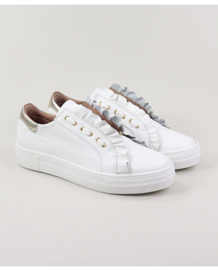 Women's Ginova White Trainers with Folhos