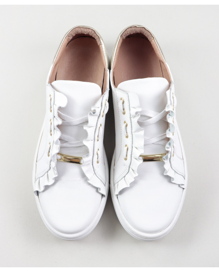 Women's Ginova White Trainers with Folhos