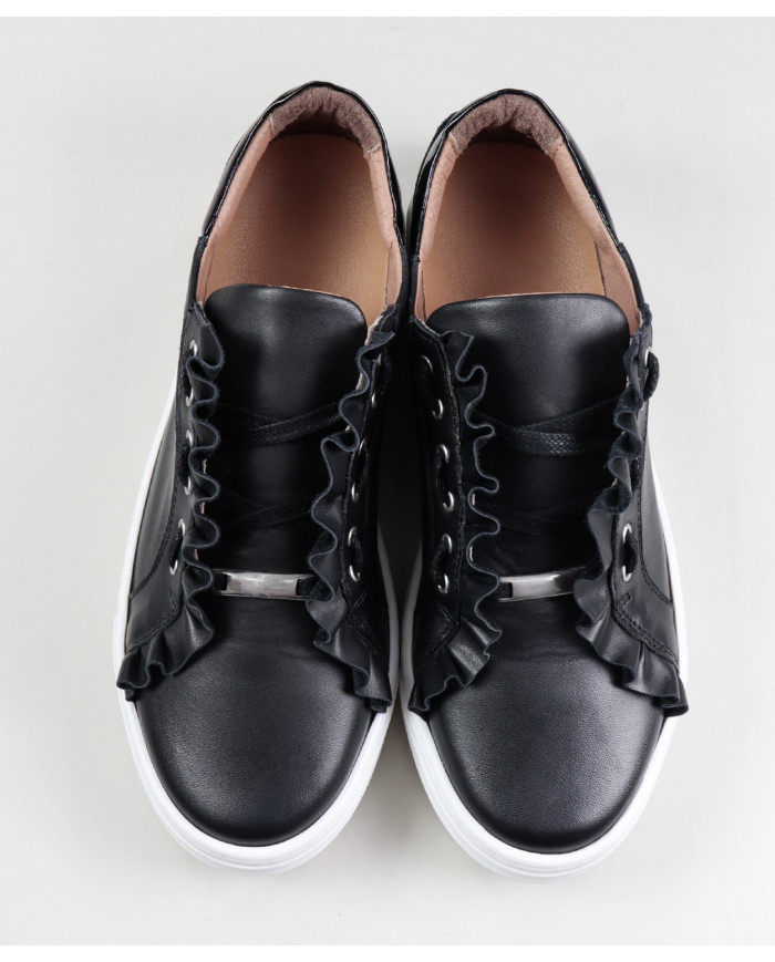 Women's Black Ginova Trainers with Folhos