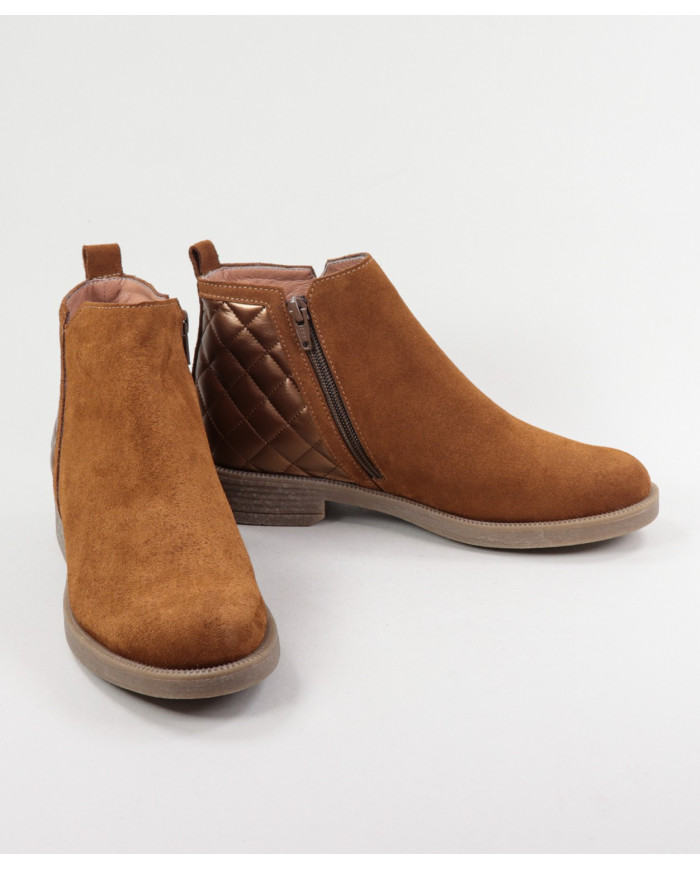Botas Camel de Senhora Ginova com Efeito Acolchoado