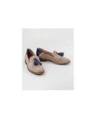 Sapatos Taupe e Azul Rasos de Senhora Ginova com Berloque