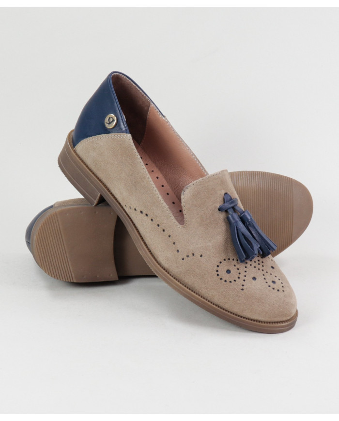 Taupe and Blue Rasos Shoes by Lady Ginova with Berloque