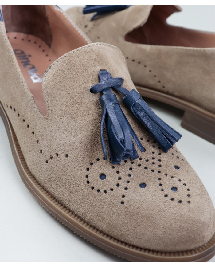 Taupe and Blue Rasos Shoes by Lady Ginova with Berloque