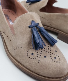 Sapatos Taupe e Azul Rasos de Senhora Ginova com Berloque