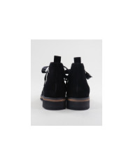 Botins Pretos Rasos Ginova de Senhora com Laço Cetim