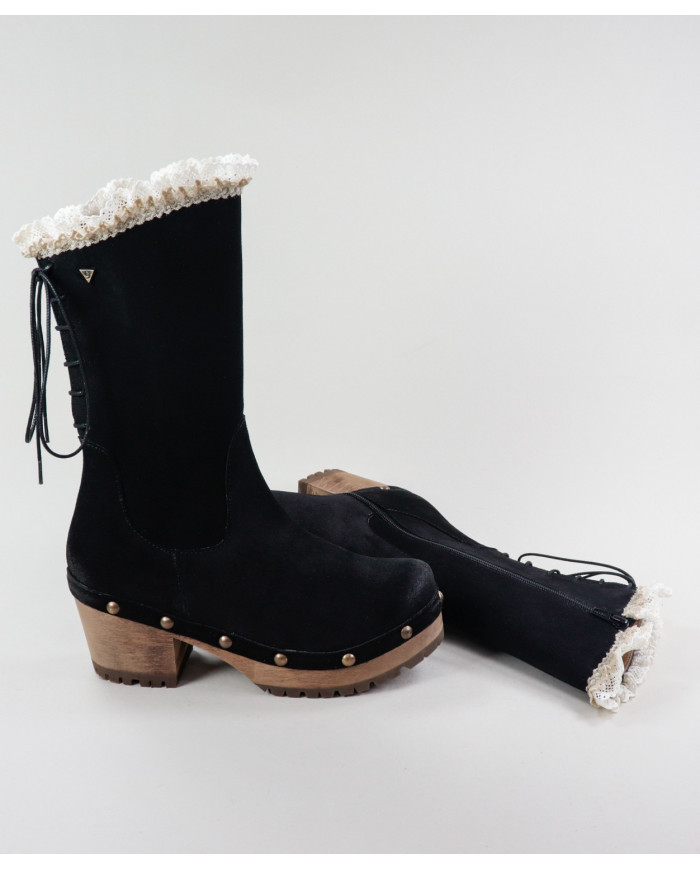 Women's Black Boots Ginova with Cords