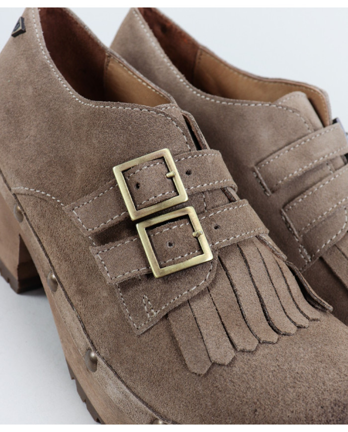 Ladies Taupe Ginova Socks with Buckles