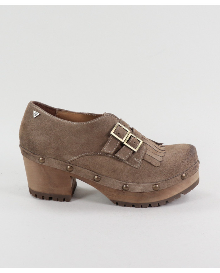 Ladies Taupe Ginova Socks with Buckles