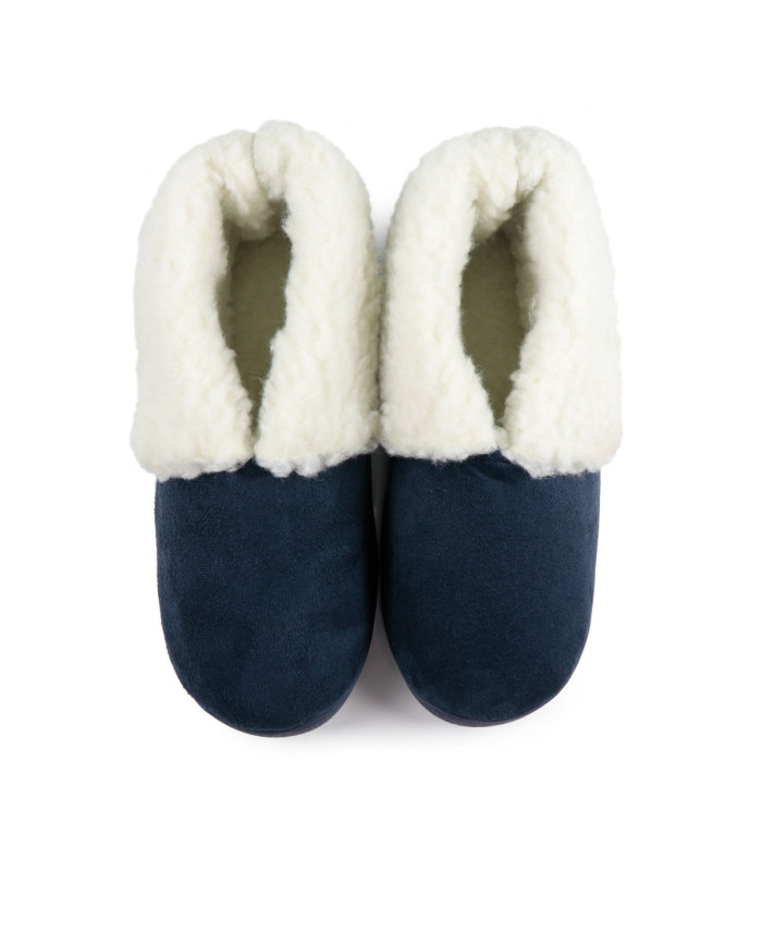 Blue Women's Pantufas with Pelo