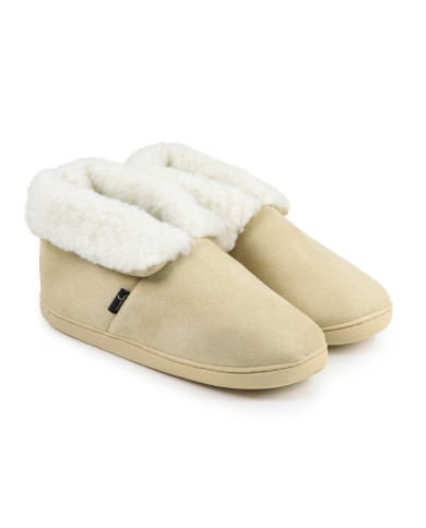 Beige Women's Pantufas with Pelo