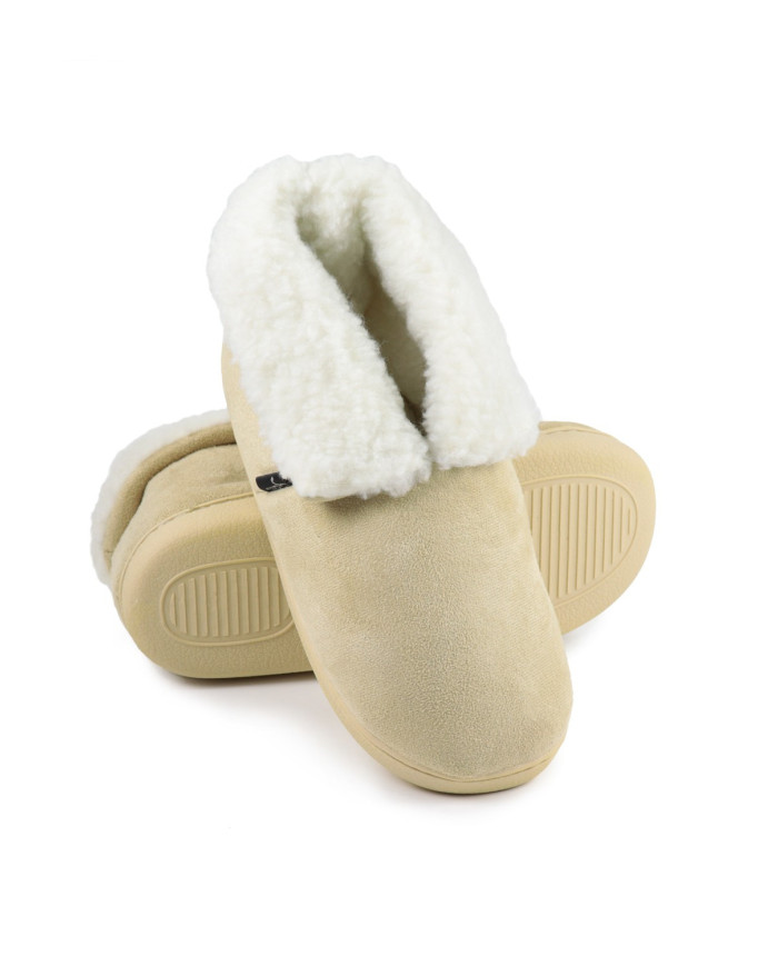 Pantufas de Mulher Bege com Pelo