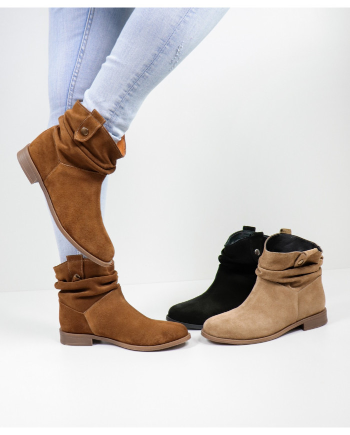 Ginova Rasa Botas con efecto arrugado