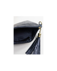 Clutch Preta de Senhora com Pele Gravada