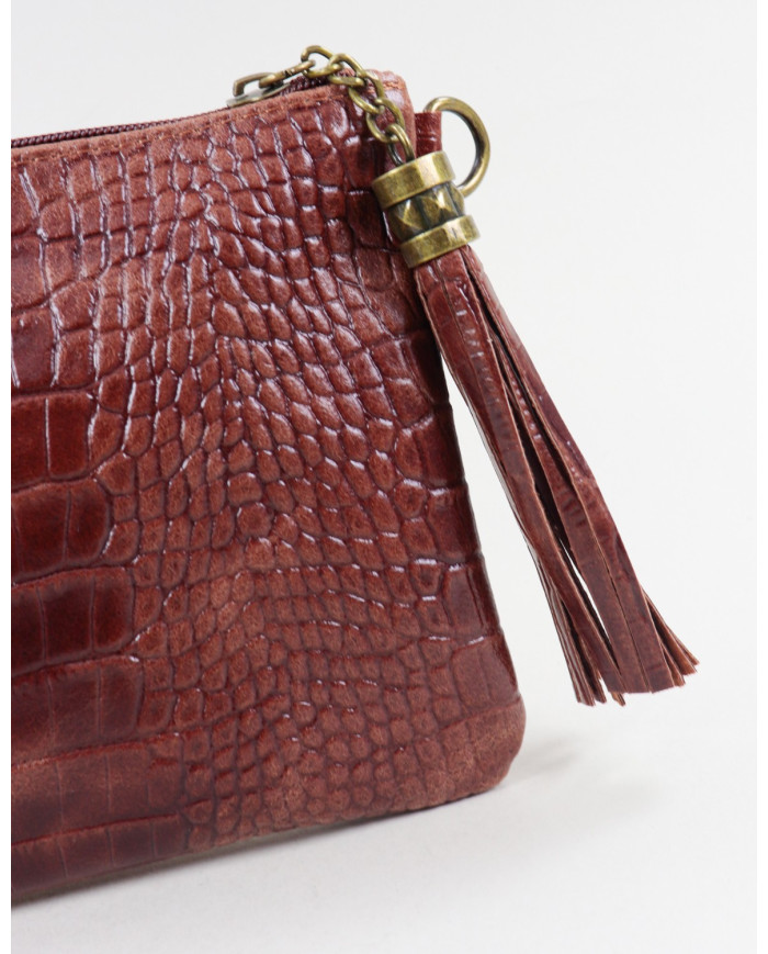 Clutch Lady's Chestnut with Embossed Skin