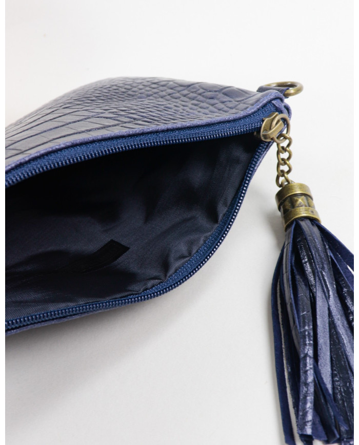 Clutch Lady's Blue with Embossed Skin