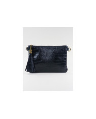 Ladies Black Clutch with Embossed Skin