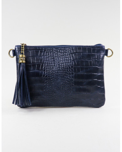 Clutch Lady's Blue with Embossed Skin