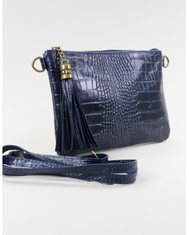 Clutch Lady's Blue with Embossed Skin