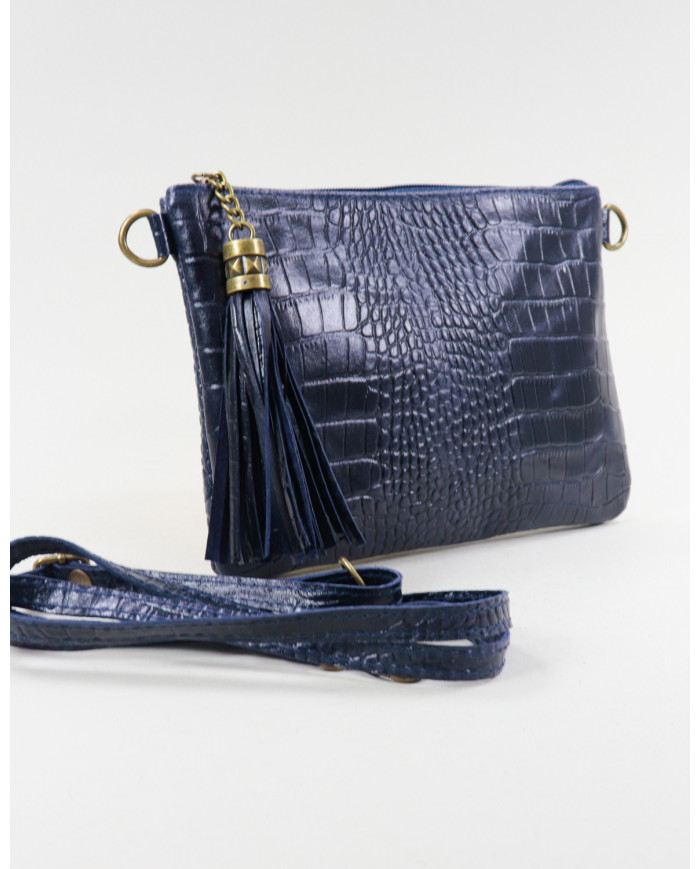 Clutch Lady's Blue with Embossed Skin