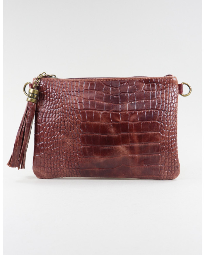 Clutch Lady's Chestnut with Embossed Skin