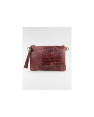 Clutch Castanha de Senhora com Pele Gravada
