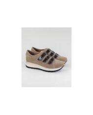 Taupe Ginova shoes with Strips in Velcro