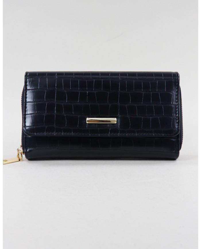 Ladies Black Wallet Rectangular