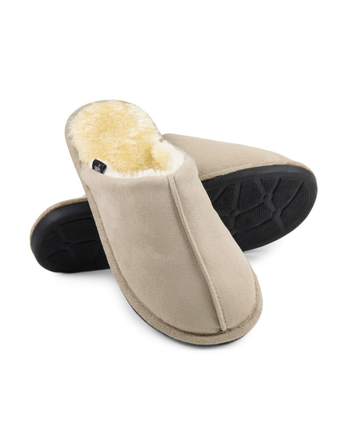 Chinelos de Quarto de Mulher Bege com Pelo