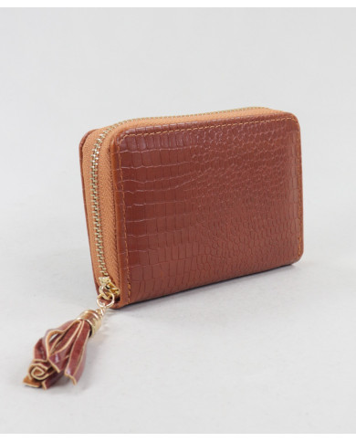 Carteira Feminina Camel com Berloque