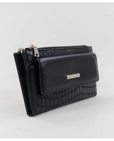 Cartera de mujeres Negro con varias particiones