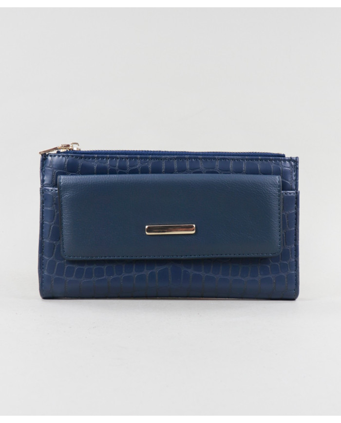 Blue Female Wallet with Various Partitions