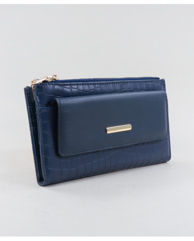 Wallet hembra azul con varias particiones