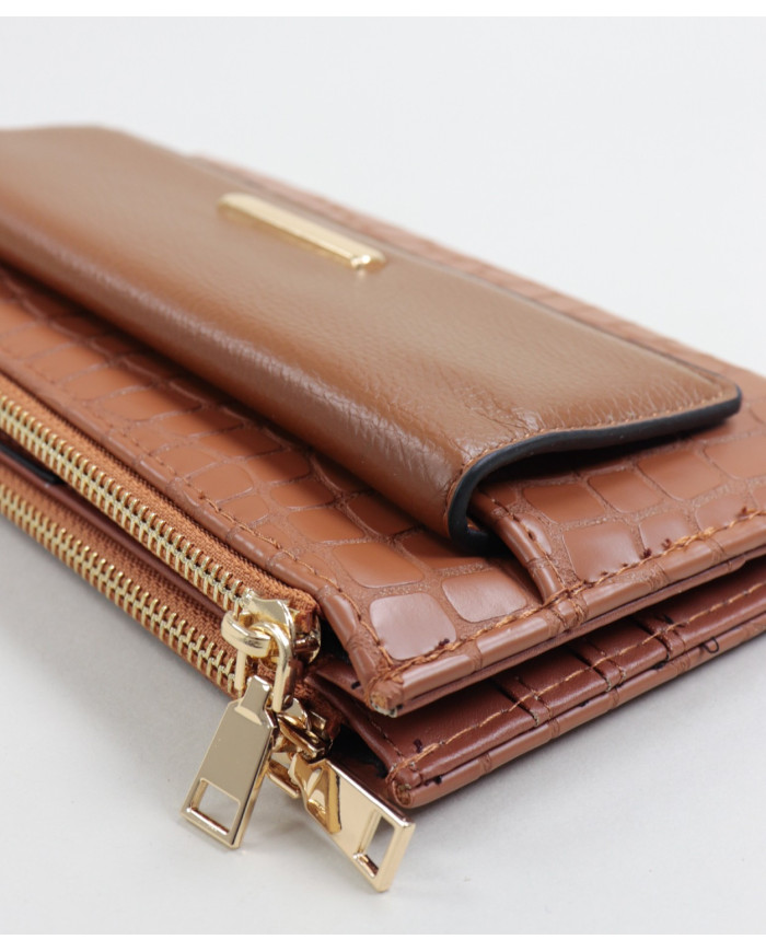 Cartera de mujeres de camello con varias particiones