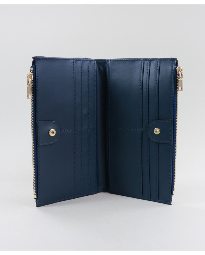 Blue Female Wallet with Various Partitions